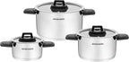 Juego de 3 Ollas 2/4/6L - Asas Abatibles - Acero Inoxidable - Inox