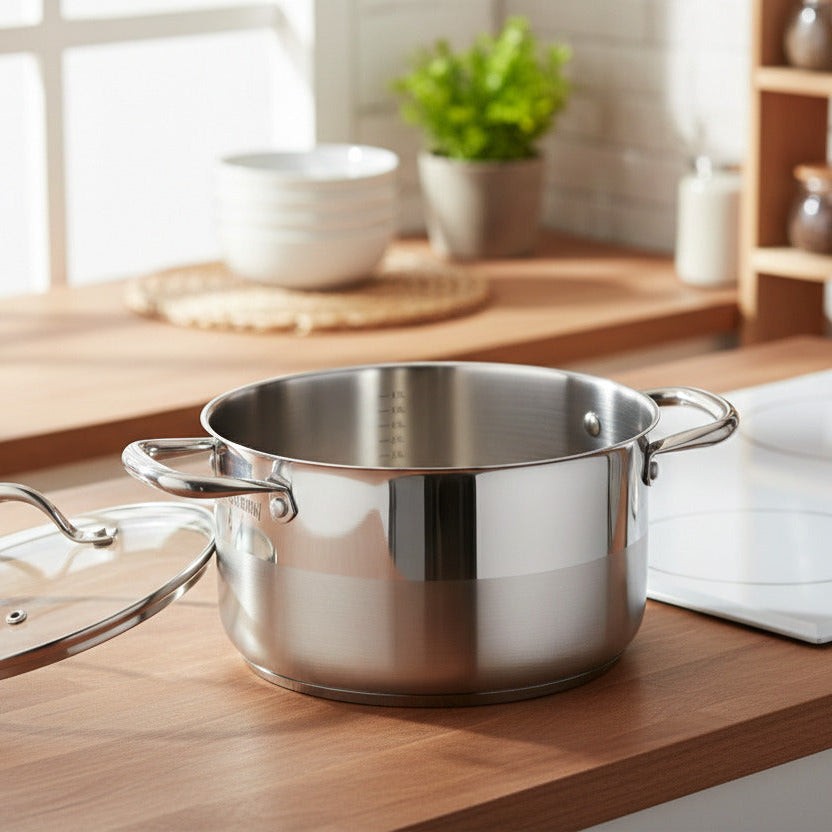 Olla 28cm - Tapa de Vidrio - Acero Inoxidable - Inox