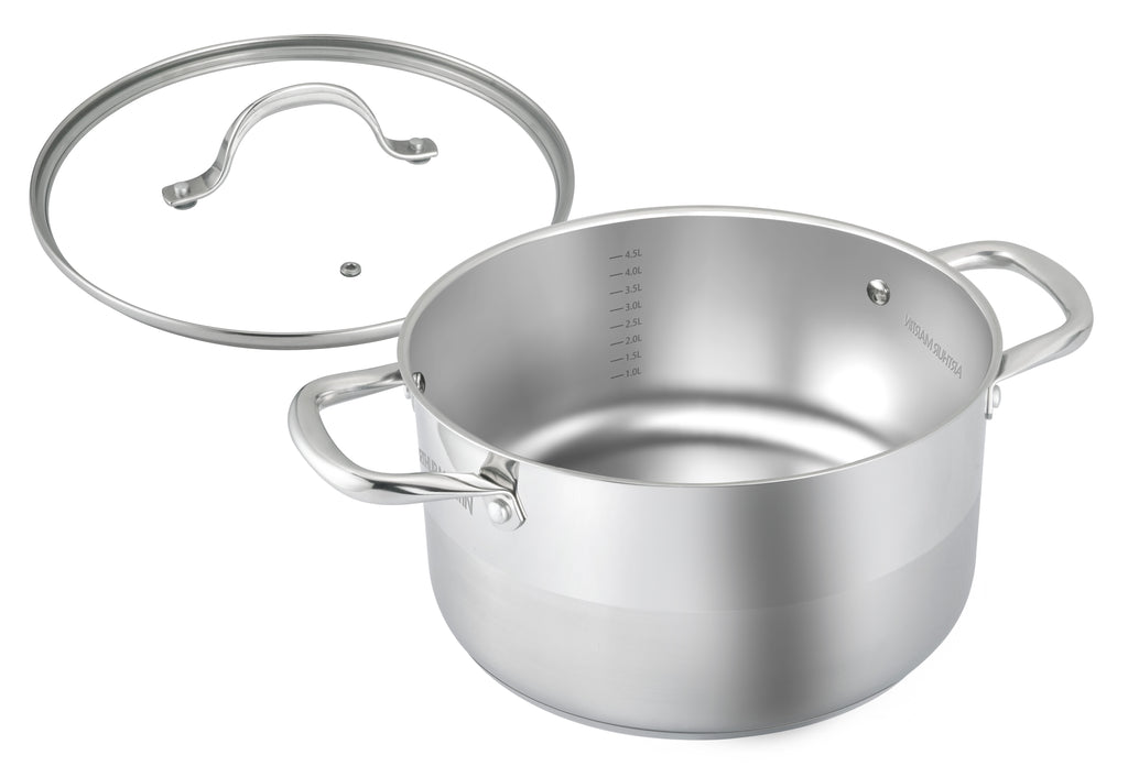 Olla 28cm - Tapa de Vidrio - Acero Inoxidable - Inox