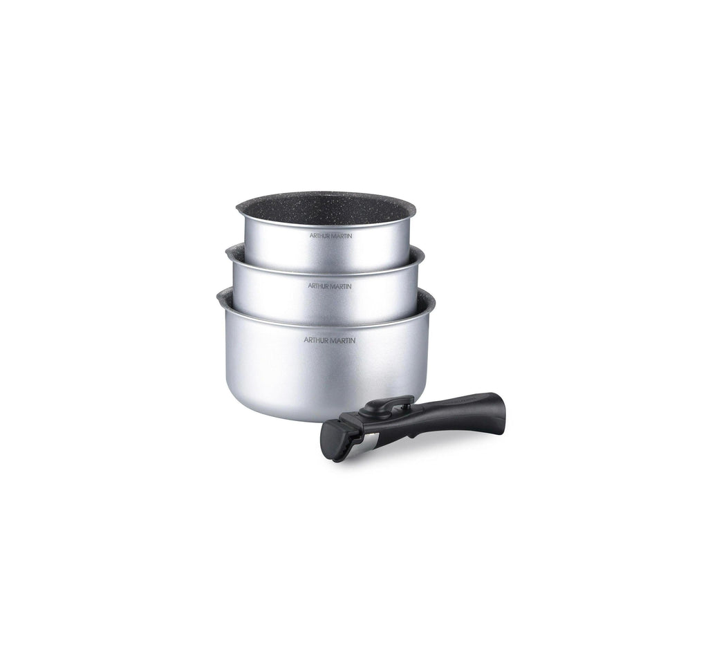 Set 3 Casseroles 16/18/20cm - Aluminium - Anti-Adhésif - Silver
