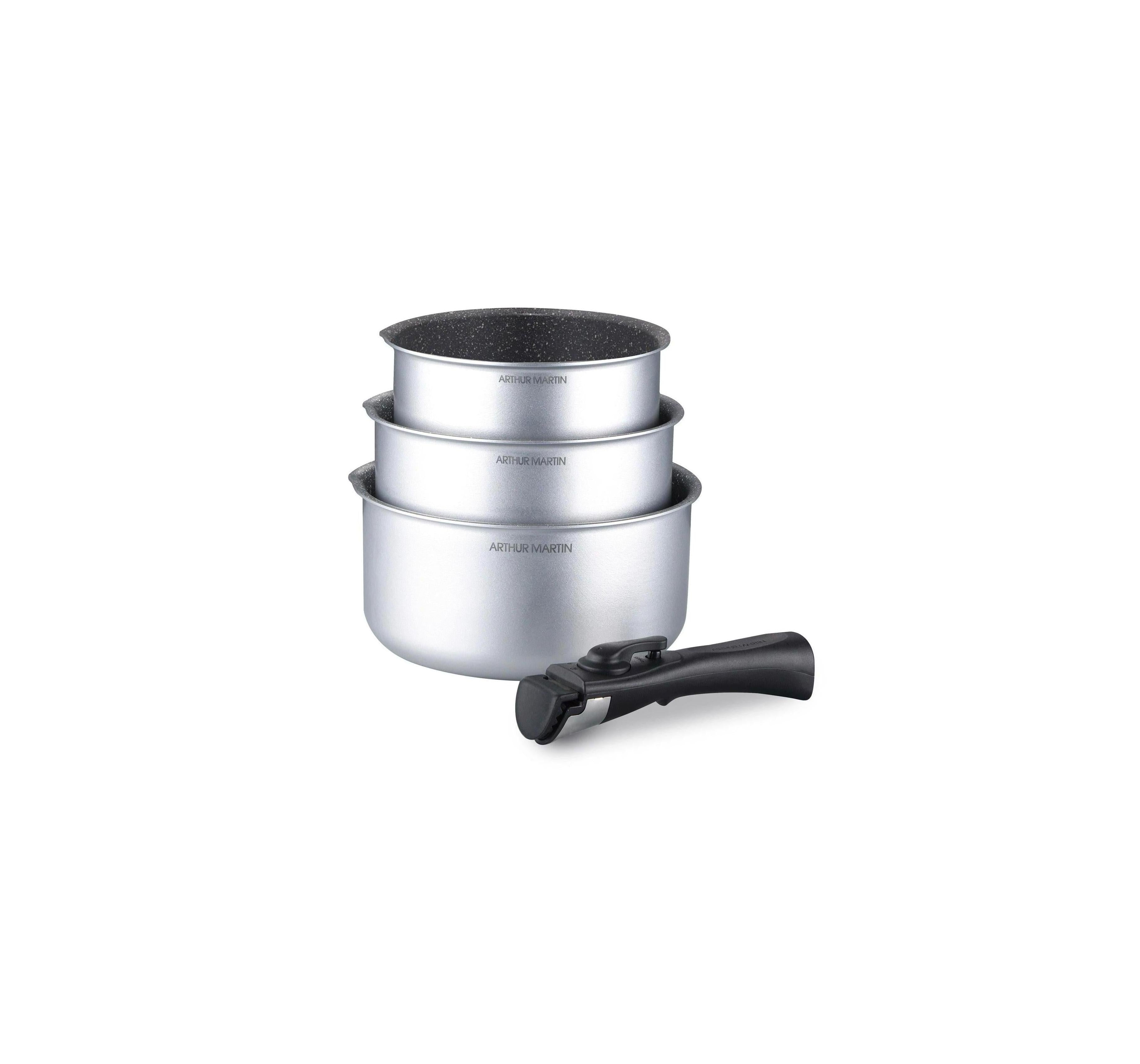 Set 3 Casseroles 16/18/20cm - Aluminium - Anti-Adhésif - Silver