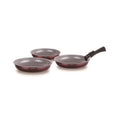 Set Of 3 Frying Pans 20-24-28 + 1 Handle - Burgundy