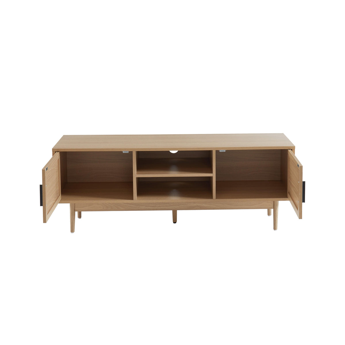 Amana - Mueble de TV - Efecto roble y rejilla de ratán