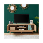 Amana - Mueble de TV - Efecto roble y rejilla de ratán