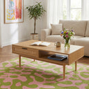 Coffee Table - Amana - Oak Effect & Rattan Canework