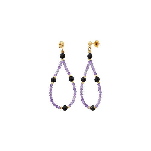 Boucles D'Oreilles Amante Amethyste/Onyx