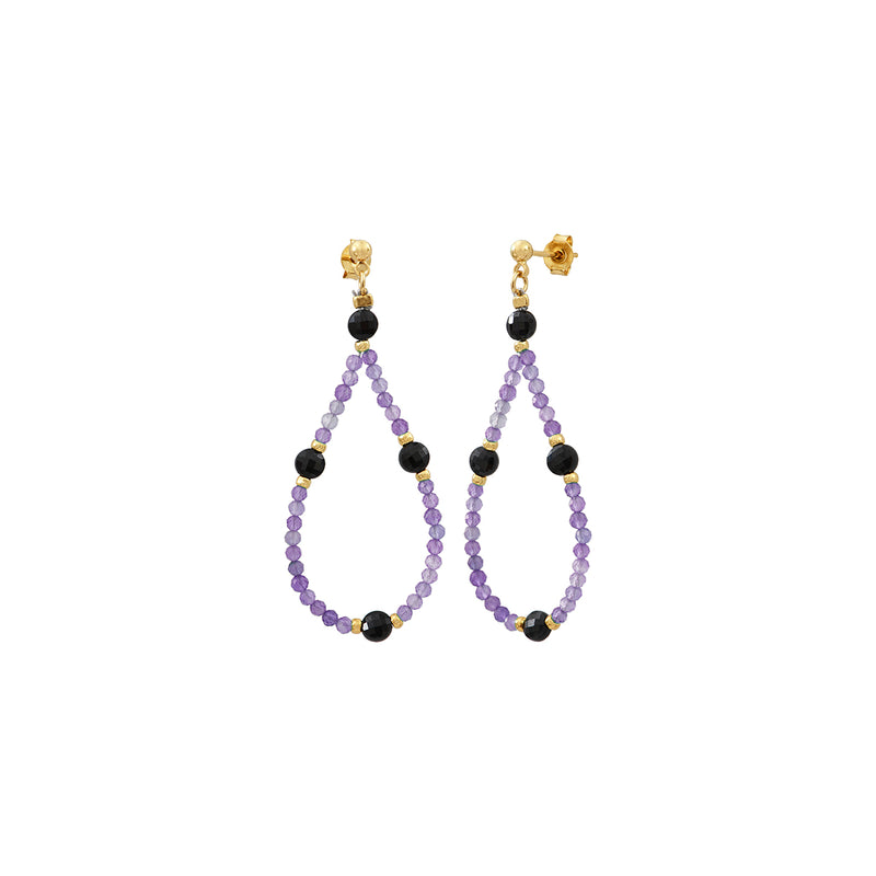 Boucles D'Oreilles Amante Amethyste/Onyx