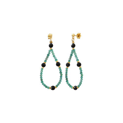 Boucles D'Oreilles Amante Agate Verte/Onyx