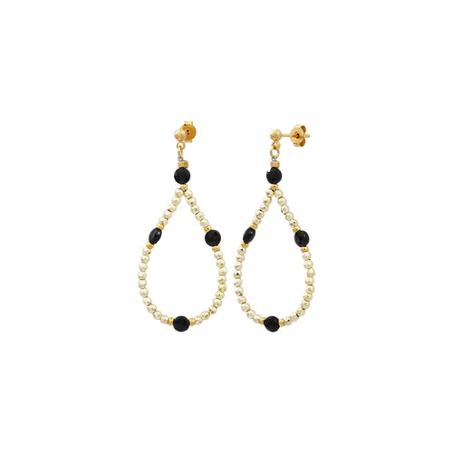 Amante Boucles D'Oreilles Hematite Light Gold/Onyx