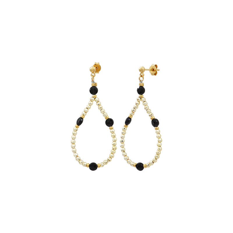 Amante Boucles D'Oreilles Hematite Light Gold/Onyx