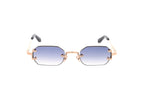Luxury Eyewear – Sunglasses - John Dalia, rectangular sunglasses with gold-tone frame and blue gradient lenses