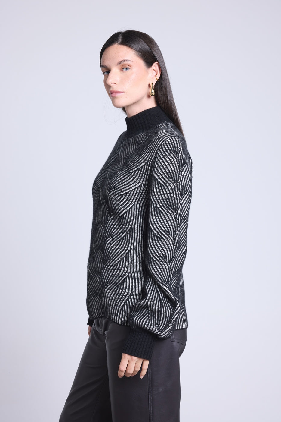 Strukturpullover Ambra - Schwarz-Weiß - Damen - Kaschmir Und Wolle