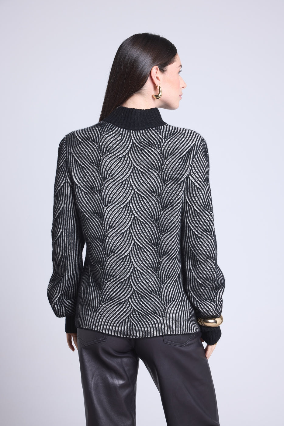 Strukturpullover Ambra - Schwarz-Weiß - Damen - Kaschmir Und Wolle