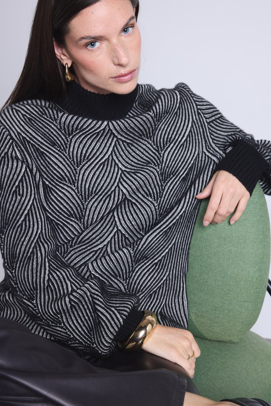 Strukturpullover Ambra - Schwarz-Weiß - Damen - Kaschmir Und Wolle