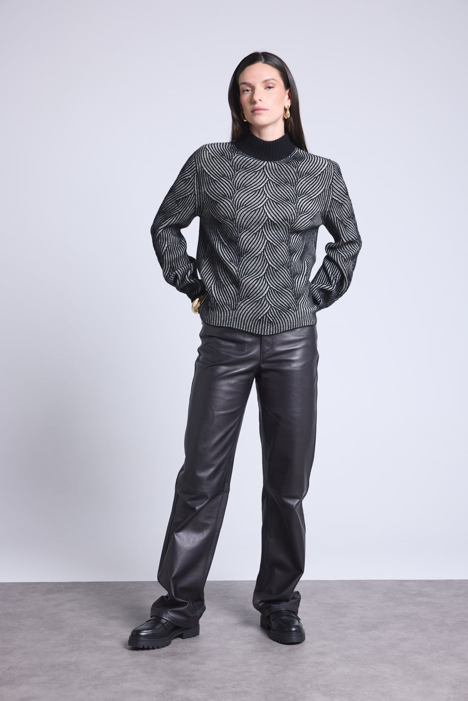 Strukturpullover Ambra - Schwarz-Weiß - Damen - Kaschmir Und Wolle