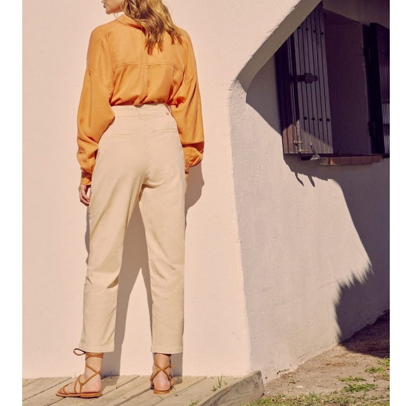 Reiko - Pantalon Chino Highwaist Cropped Ambre - Light Sand - Femme