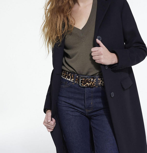 The Kooples - Cinturón De Cuero De Potro Leopardo - Mujer
