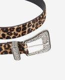 The Kooples - Ceinture Large En Cuir Leopard Avec Une Boucle Western - Femme