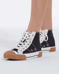 The Kooples - Baskets Montantes Noires Toile Lacées - Mixte