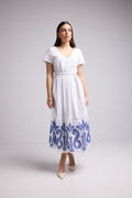 Vestido Largo - Amelia - Blanco Azul