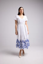 Vestido Largo - Amelia - Blanco Azul