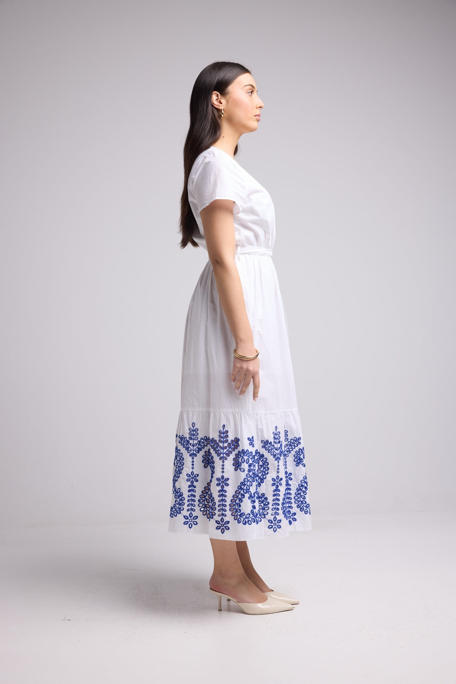 Vestido Largo - Amelia - Blanco Azul