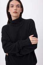 Jersey oversize de cuello alto Amelia - Negro - Mujer