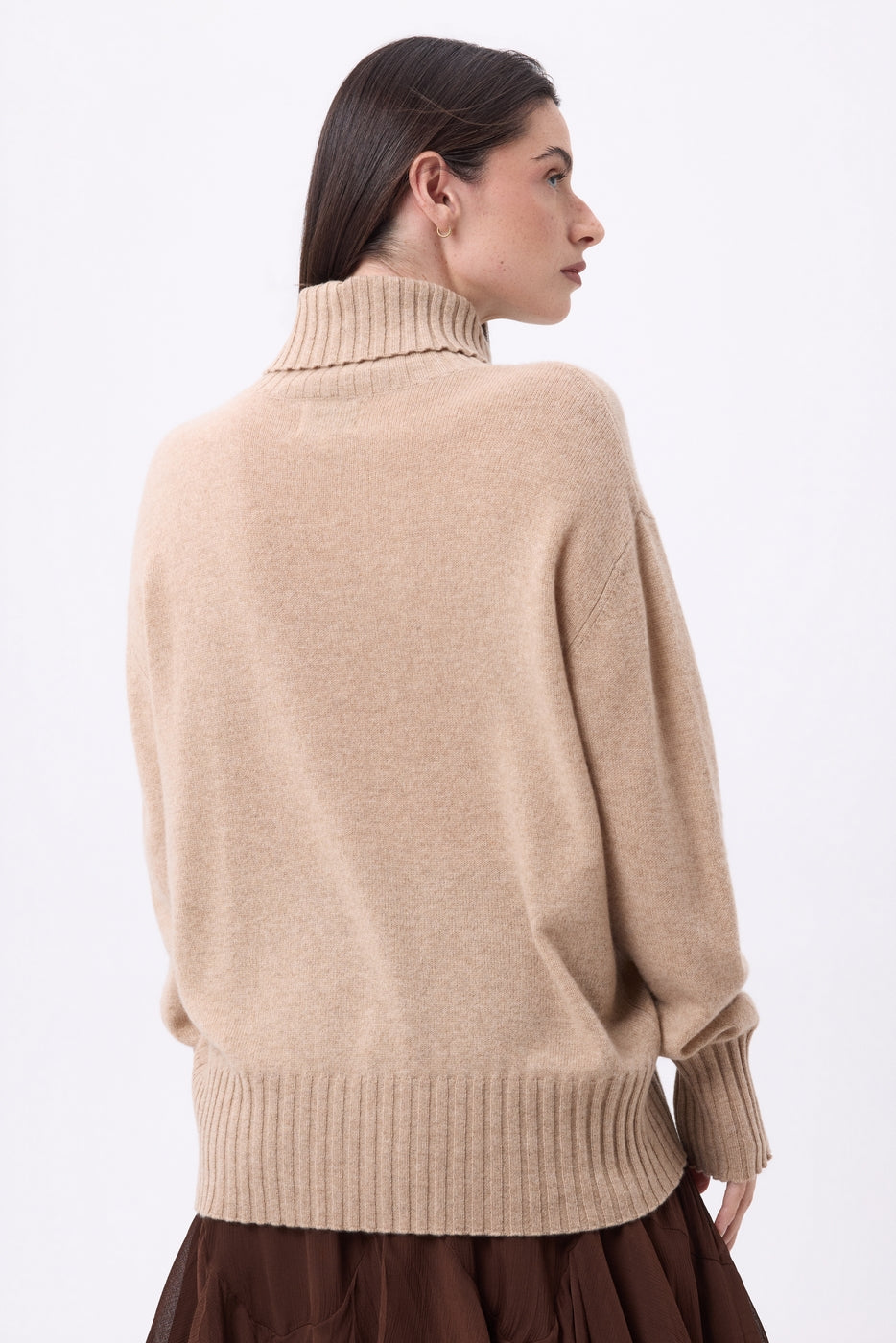 Pull Col Roulé Oversize Amelia - Beige Creme - Femme