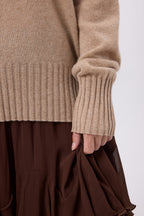 Pull Col Roulé Oversize Amelia - Beige Creme - Femme