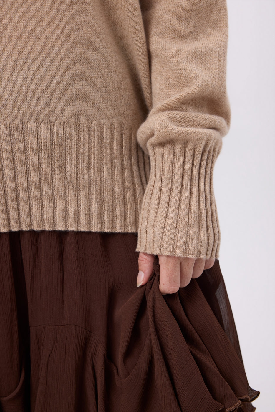 Pull Col Roulé Oversize Amelia - Beige Creme - Femme