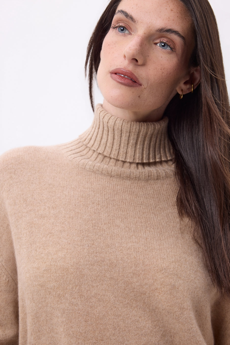 Pull Col Roulé Oversize Amelia - Beige Creme - Femme