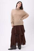 Pull Col Roulé Oversize Amelia - Beige Creme - Femme