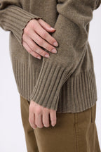 Pull Col Roulé Oversize Amelia - Khaki Chine - Femme