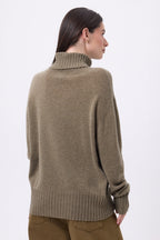Pull Col Roulé Oversize Amelia - Khaki Chine - Femme