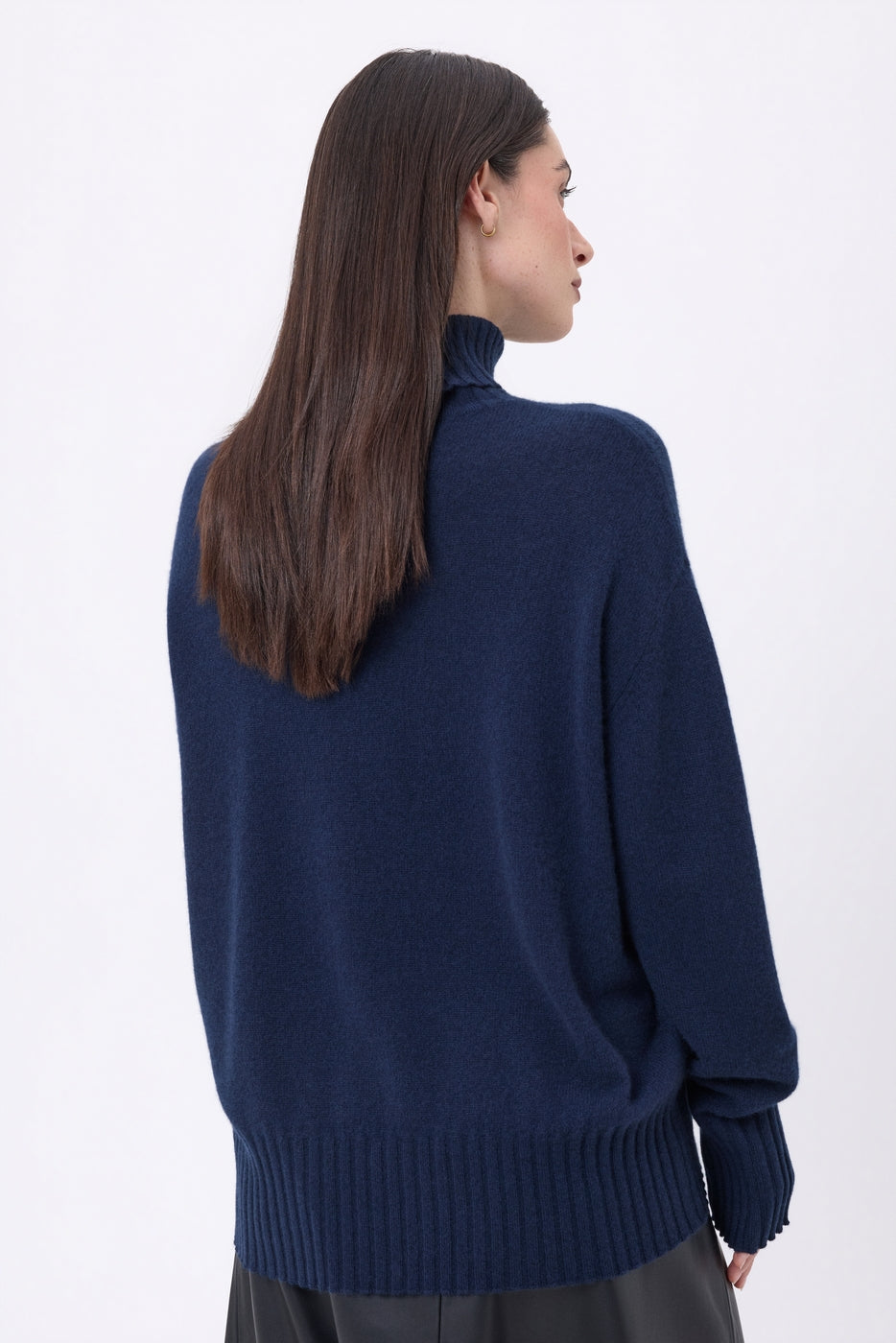 Amelia Oversize Roll Neck Jumper - Navy Blue - Women