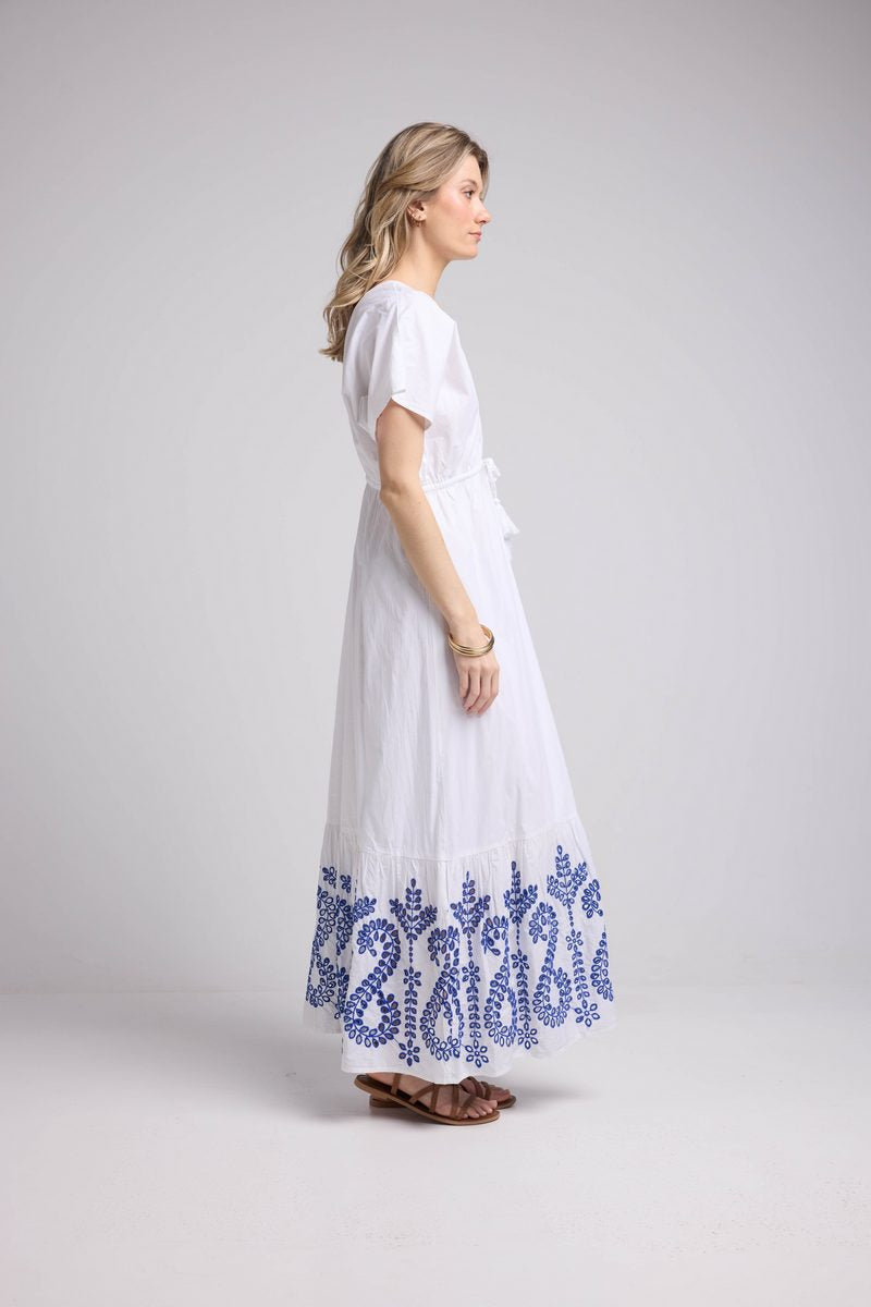 Robe Longue Manches Courtes - Blanc