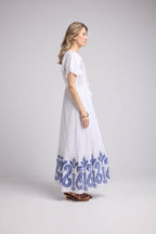 Robe Longue Manches Courtes - Blanc