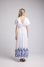 Robe Longue Manches Courtes - Blanc