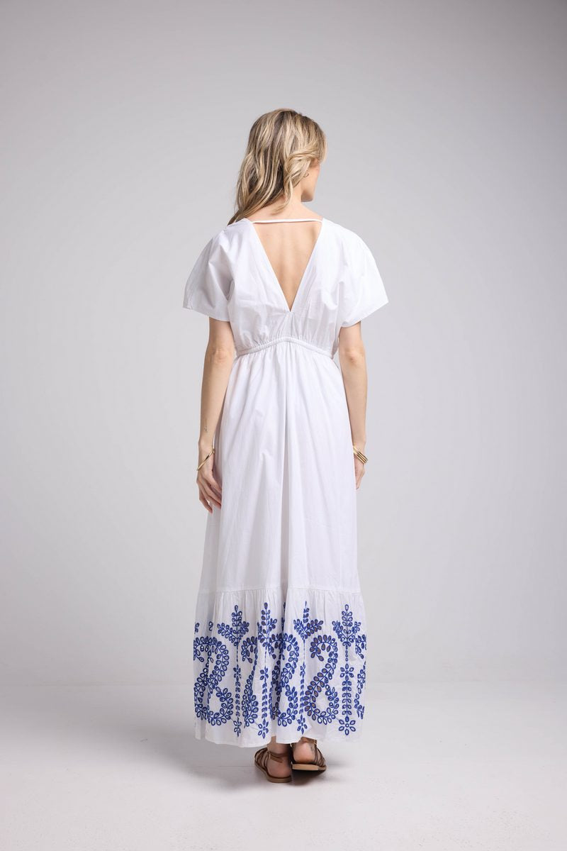Robe Longue Manches Courtes - Blanc