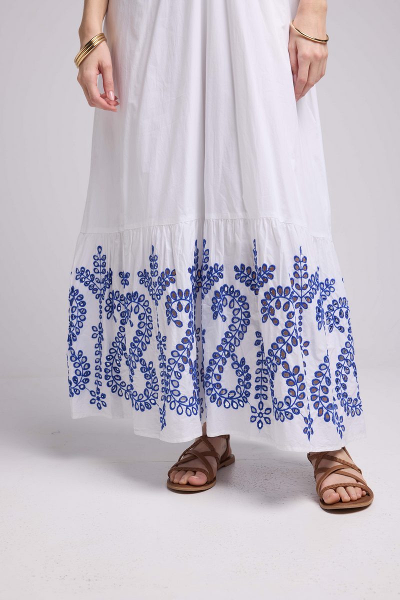 Robe Longue Manches Courtes - Blanc
