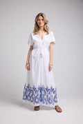 Robe Longue Manches Courtes - Blanc