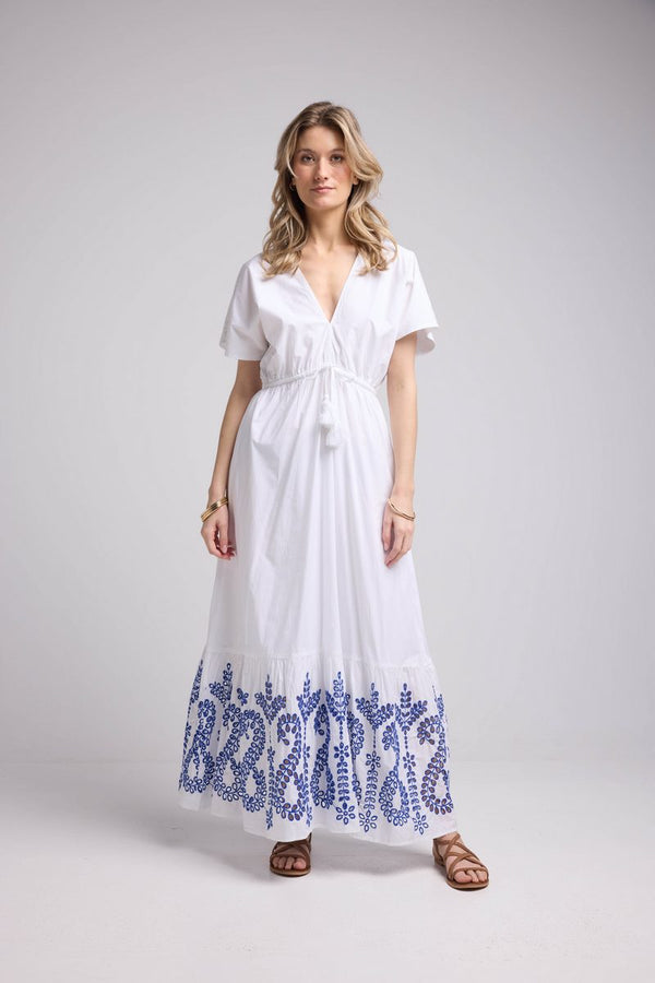 Robe Longue Manches Courtes - Blanc