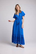 Robe Longue Manches Courtes - Bleu