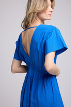 Robe Longue Manches Courtes - Bleu