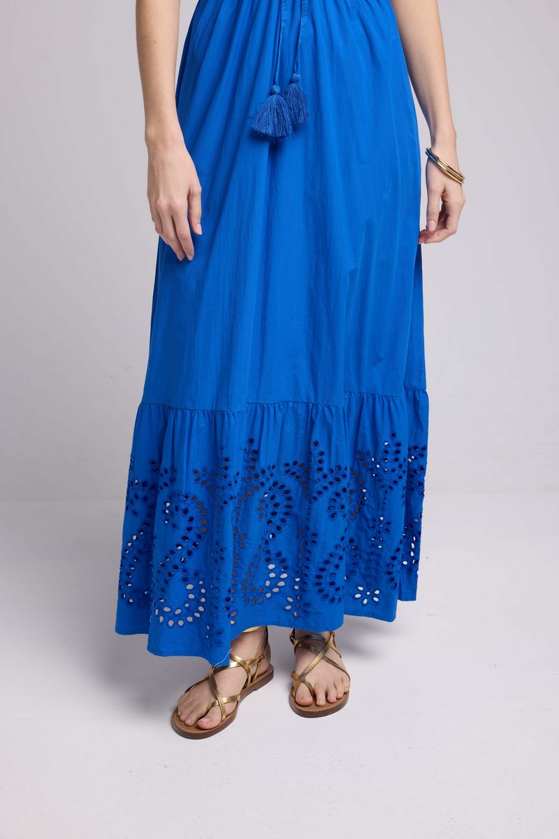 Robe Longue Manches Courtes - Bleu
