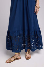Vestido largo de manga corta - Azul marino