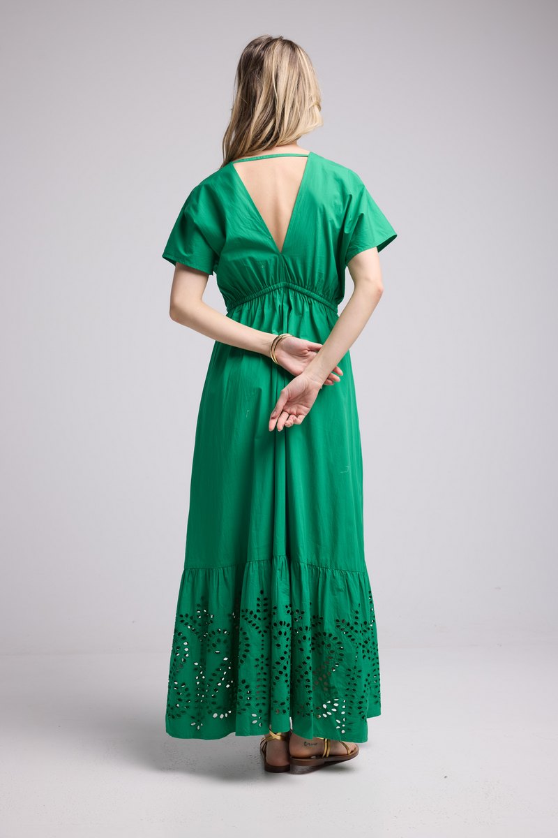 Robe Longue Manches Courtes - Vert