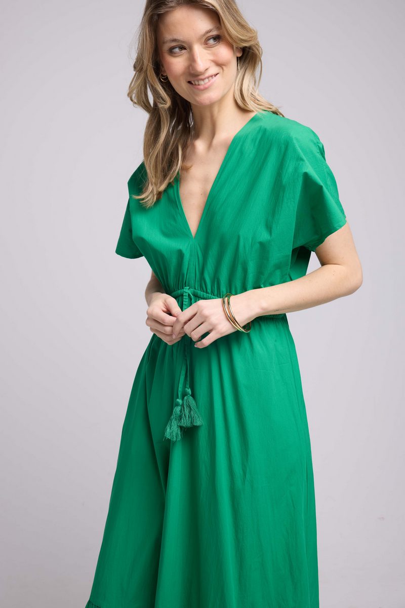 Robe Longue Manches Courtes - Vert