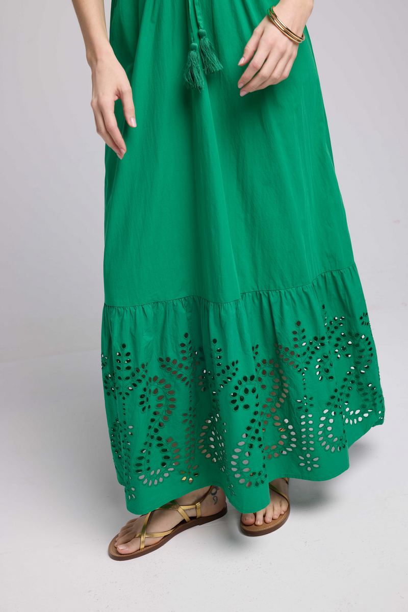 Robe Longue Manches Courtes - Vert