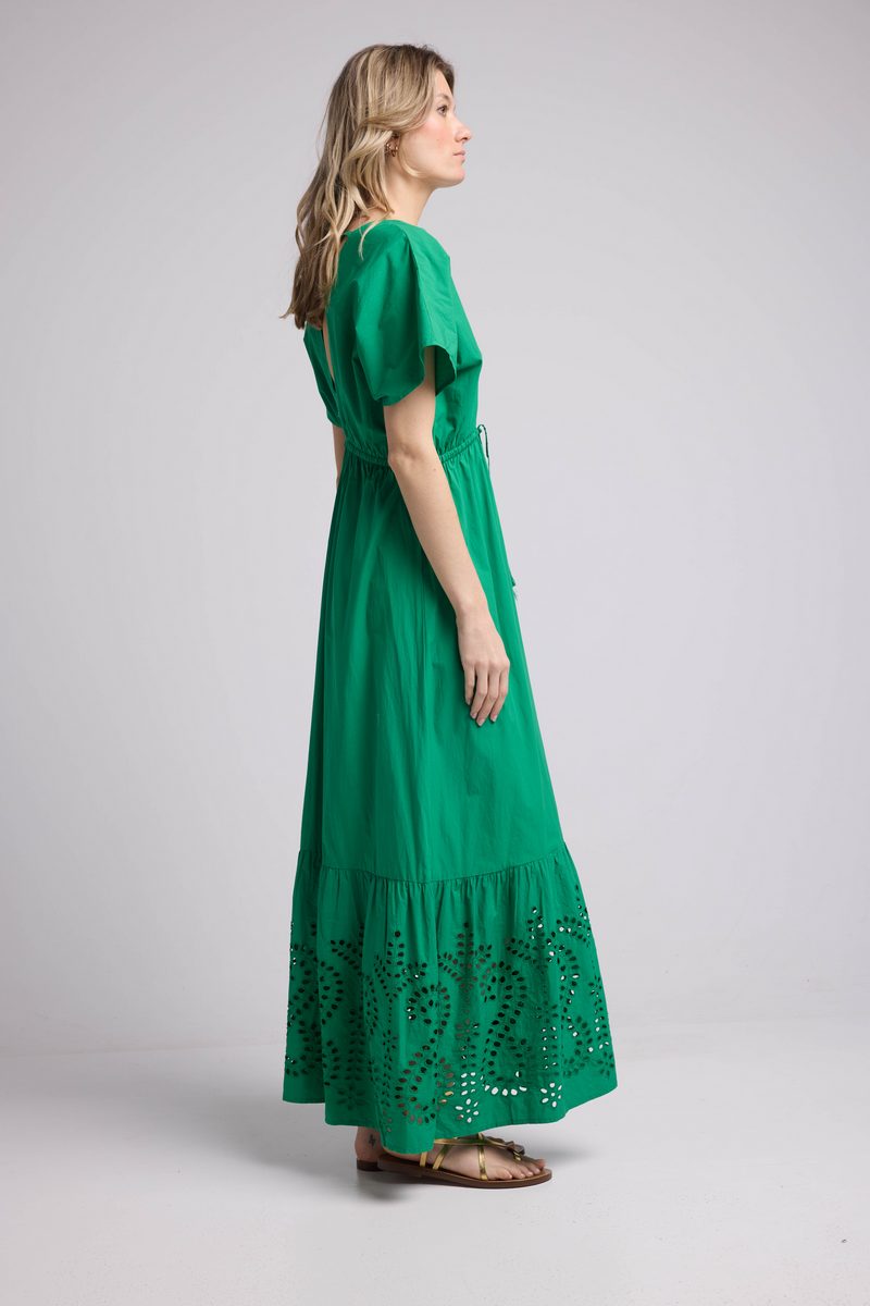 Robe Longue Manches Courtes - Vert